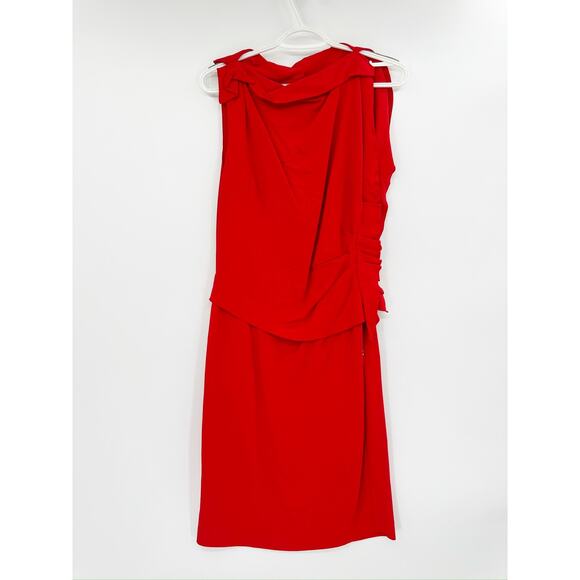 Reiss Robyn Red Sleeveless Ruffle Detail Knee Length Dress - Picture 3 of 7